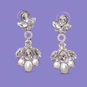 Silver and White Crystal Earrings